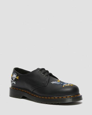 Zapatos Oxford Dr Martens 1461 Souvenir Embroidered Cuero Mujer Negros | MX 421ILH